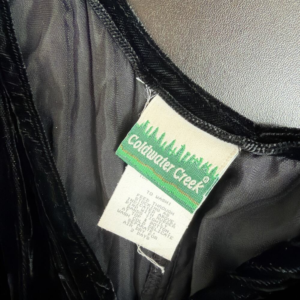 Vintage Coldwater Creek Black Crushed Velvet Button Front Dress Large Boho Maxi - Picture 9 of 12